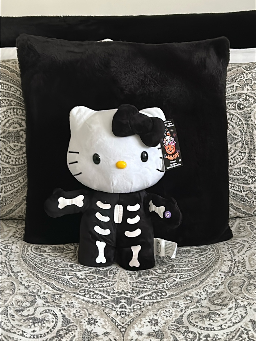 Sanrio 2023 Hello Kitty Black and White Skeleton Plush Musical Side Stepper